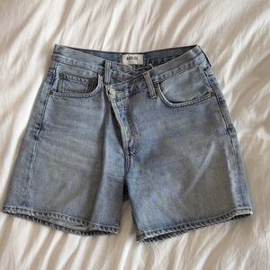 Agolde Light Blue High-Rise Denim Shorts